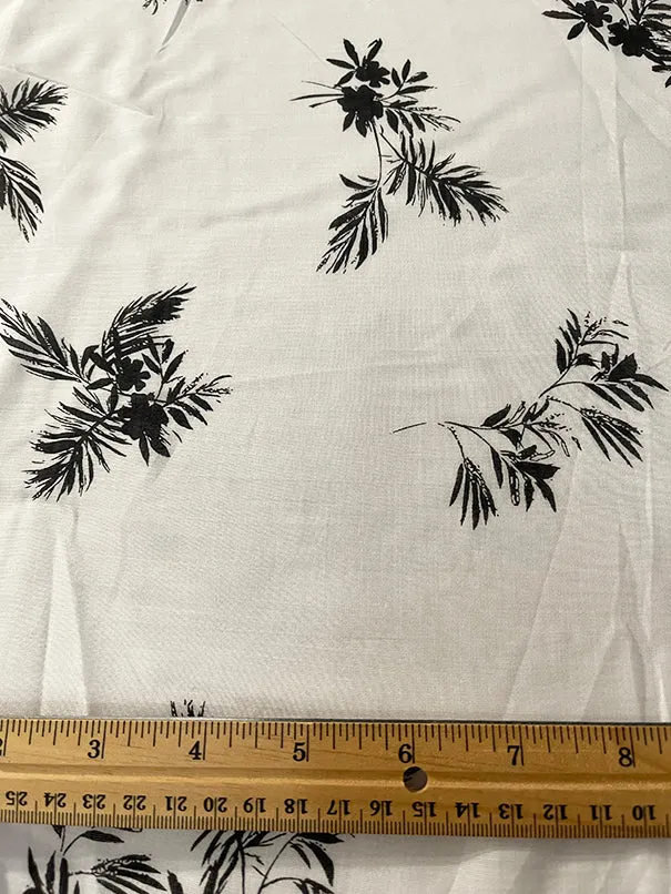 1 1/2 YD PC-Black Floral Print Batiste Fabric