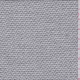 1 YD PC-White/Silver/Black Wool Blend Boucle Fabric