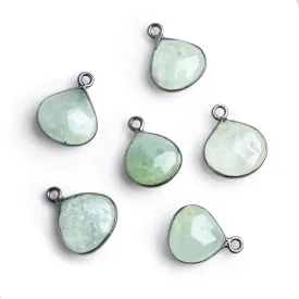 11mm Black Gold Bezeled Aquamarine Heart Pendant 1 Piece