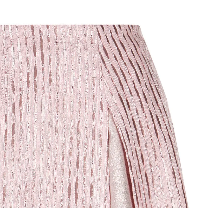170115C-Pink Split Godet Skirt