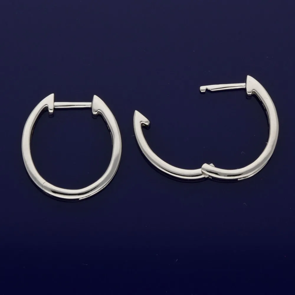18ct White Gold Princess and Baguette Cut Diamond Hoop Earrings