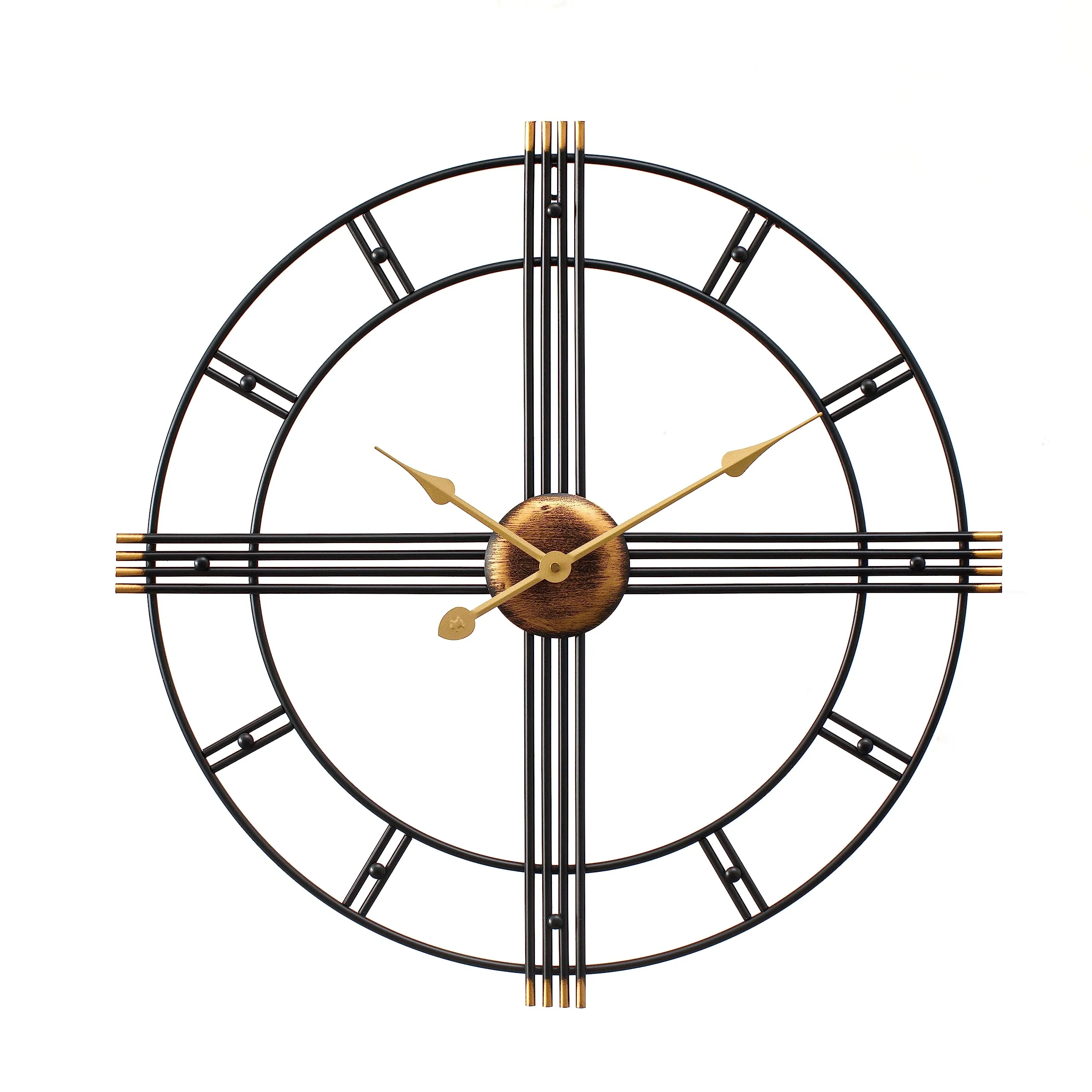 24" Black & Gold Oversized Modern Wall Clock