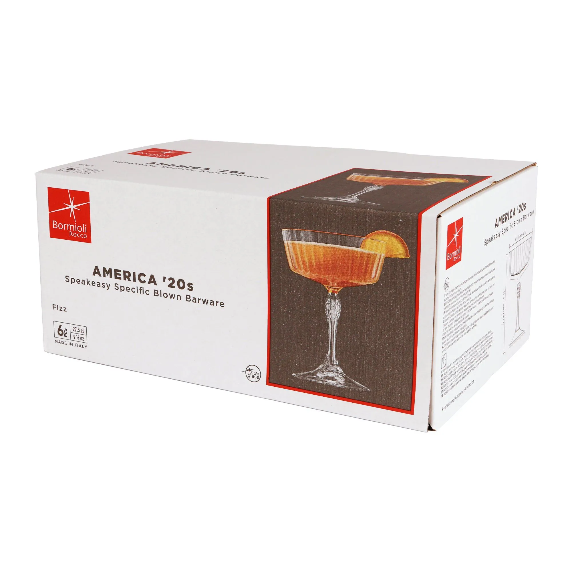 275ml America '20s Champagne Cocktail Saucers - Pack of Six - By Bormioli Rocco