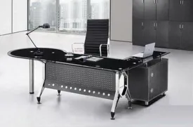 2Meter Glass Executive Desk - L Shape