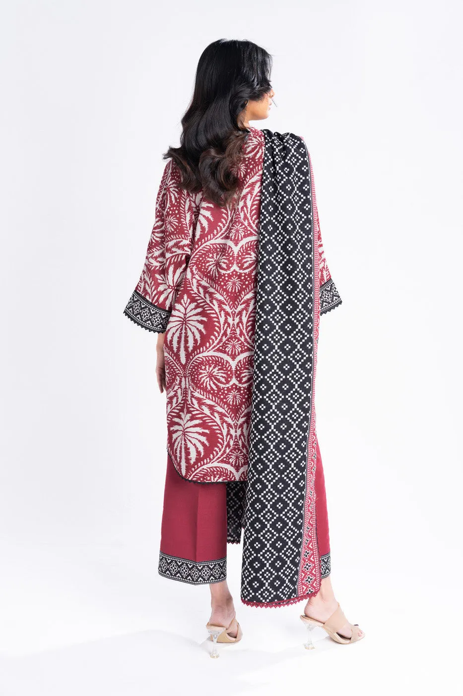 3 Piece Printed Khaddar Suit With Light Khaddar Dupatta