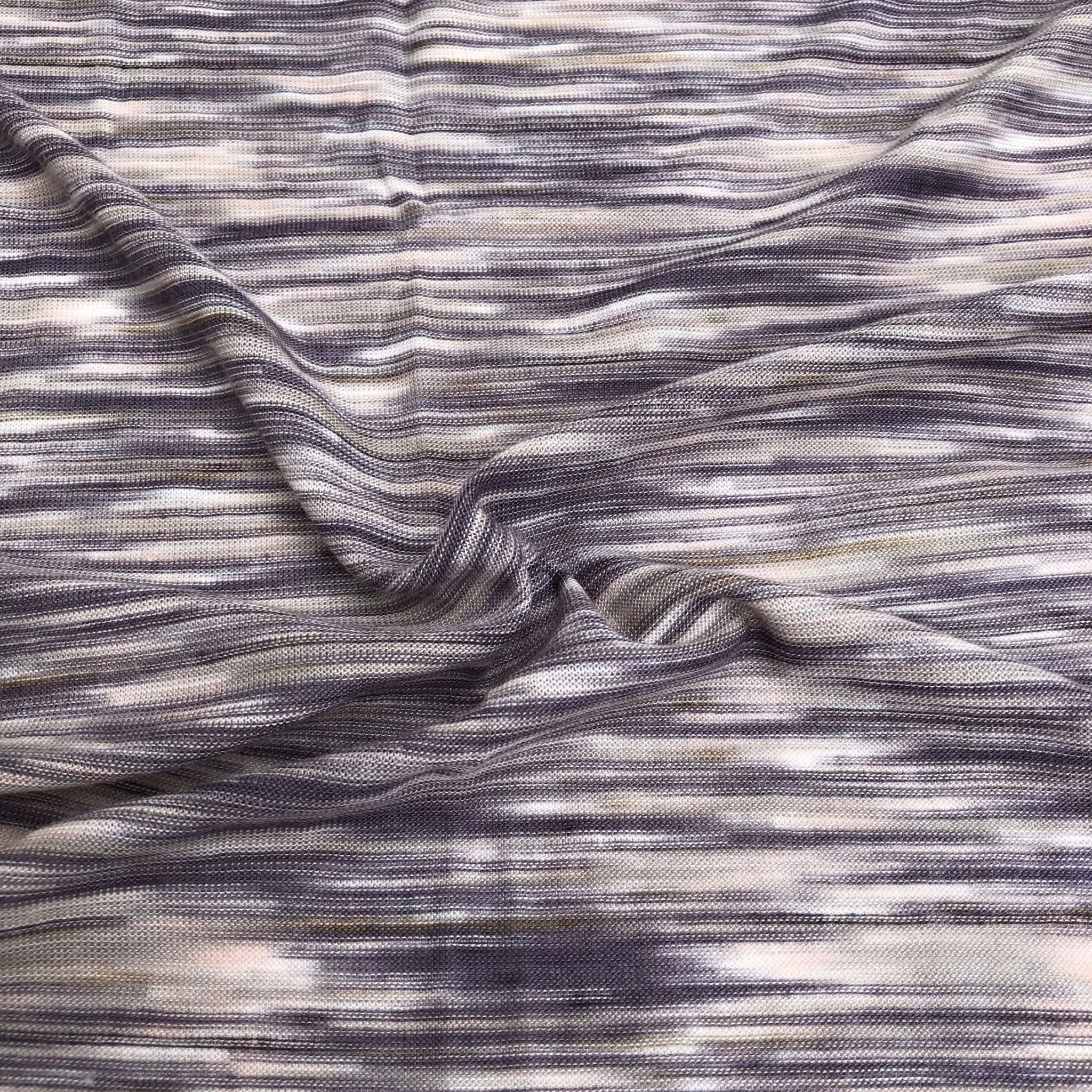 66" Purple, White, & Gray Space Dyed 100% Bamboo Knit Fabric By the Yard