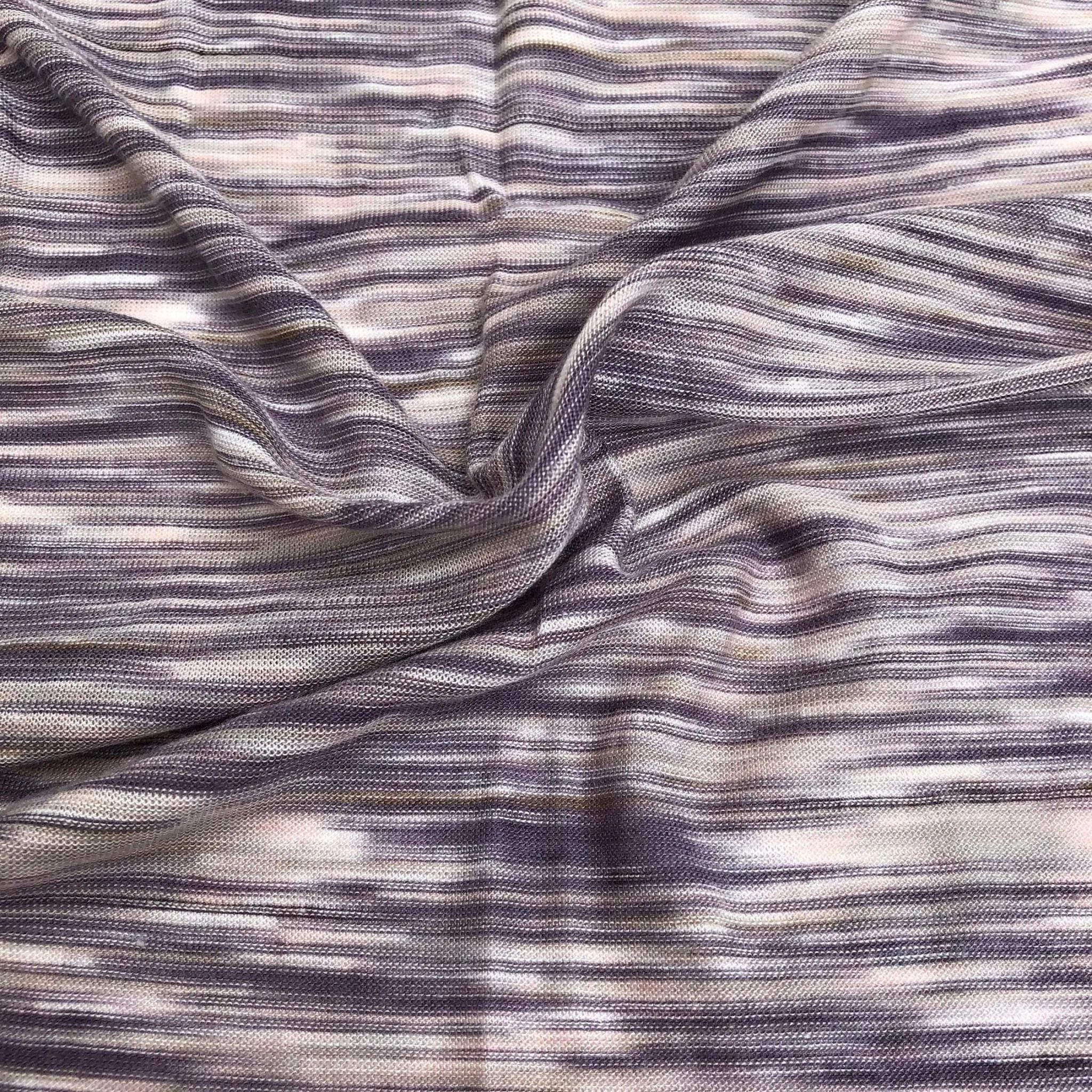 66" Purple, White, & Gray Space Dyed 100% Bamboo Knit Fabric By the Yard