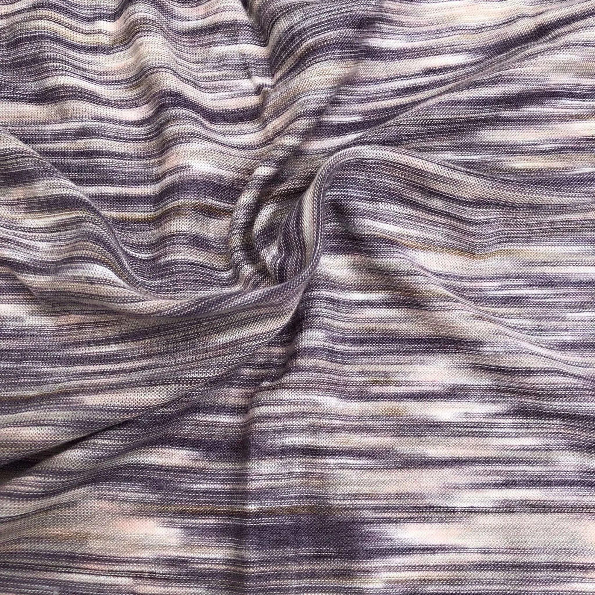 66" Purple, White, & Gray Space Dyed 100% Bamboo Knit Fabric By the Yard
