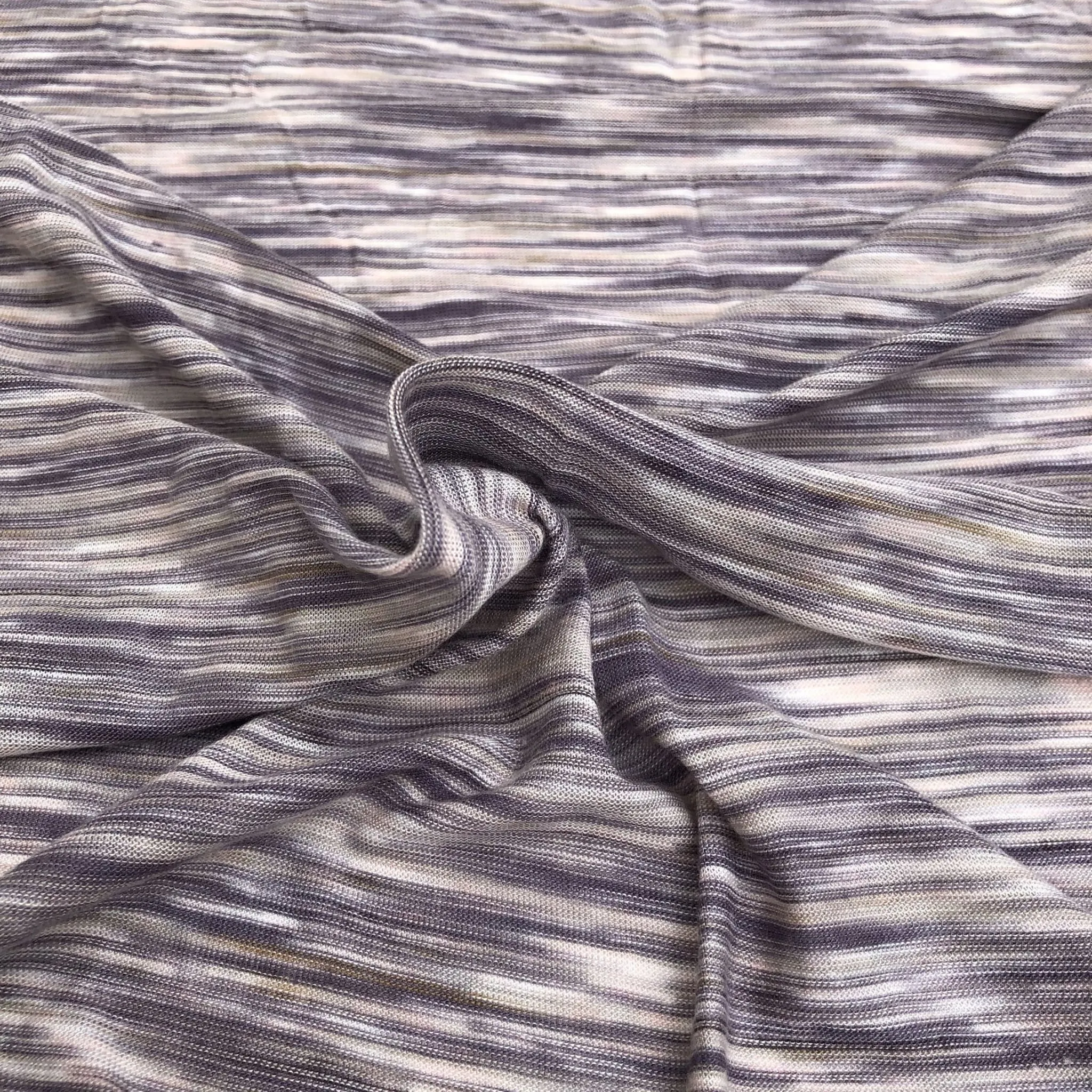 66" Purple, White, & Gray Space Dyed 100% Bamboo Knit Fabric By the Yard