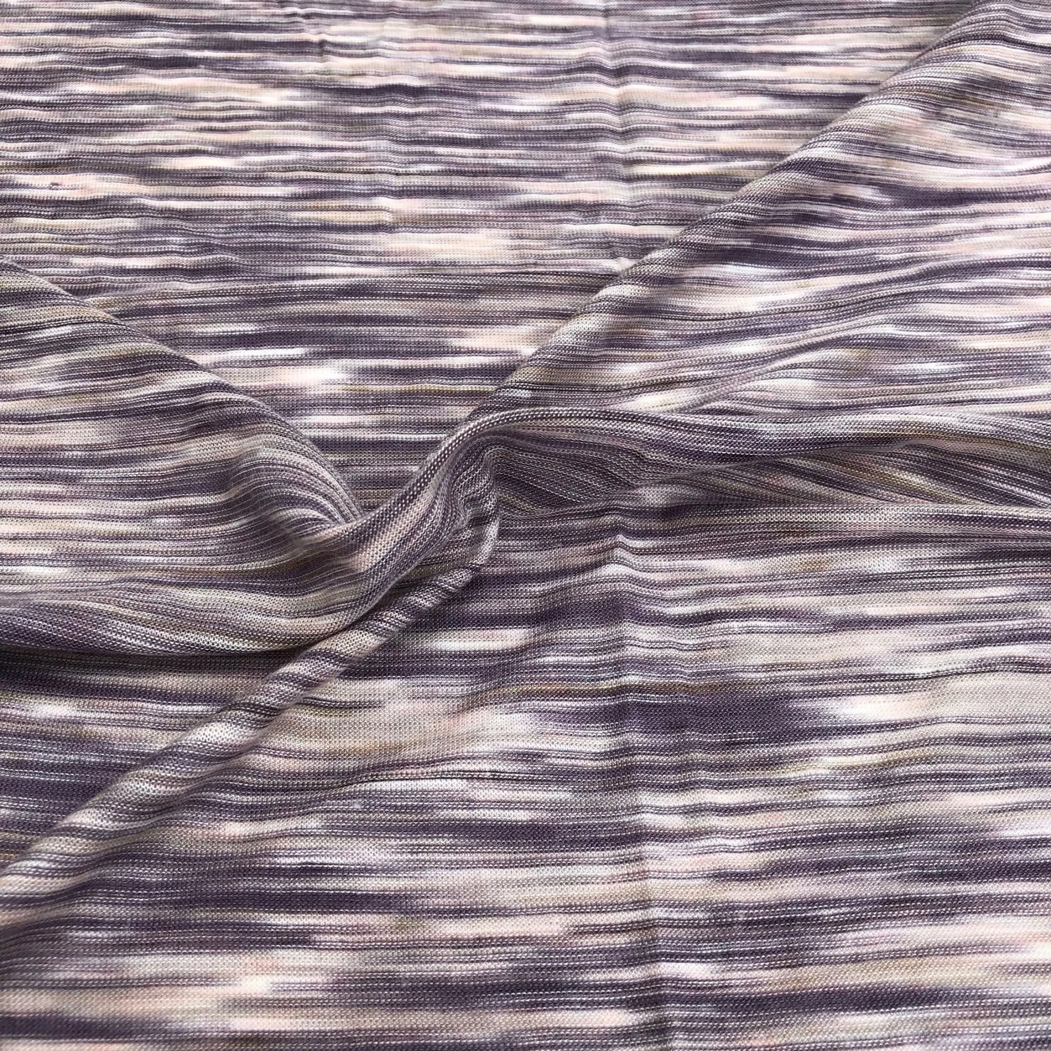 66" Purple, White, & Gray Space Dyed 100% Bamboo Knit Fabric By the Yard
