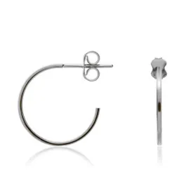 9ct White Gold 15mm Peg & Scroll Thin Hoop Earrings