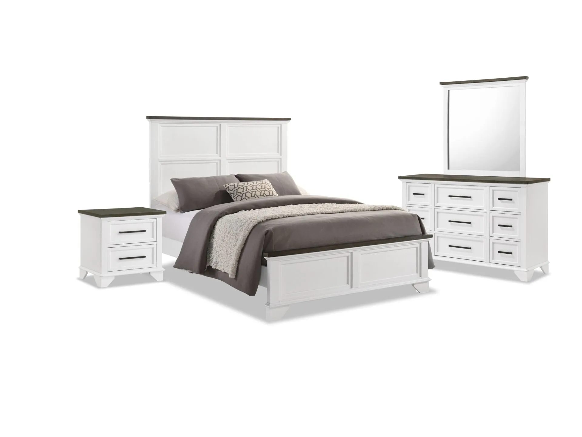 Abigail 6-Piece King Bedroom Package - White and Grey