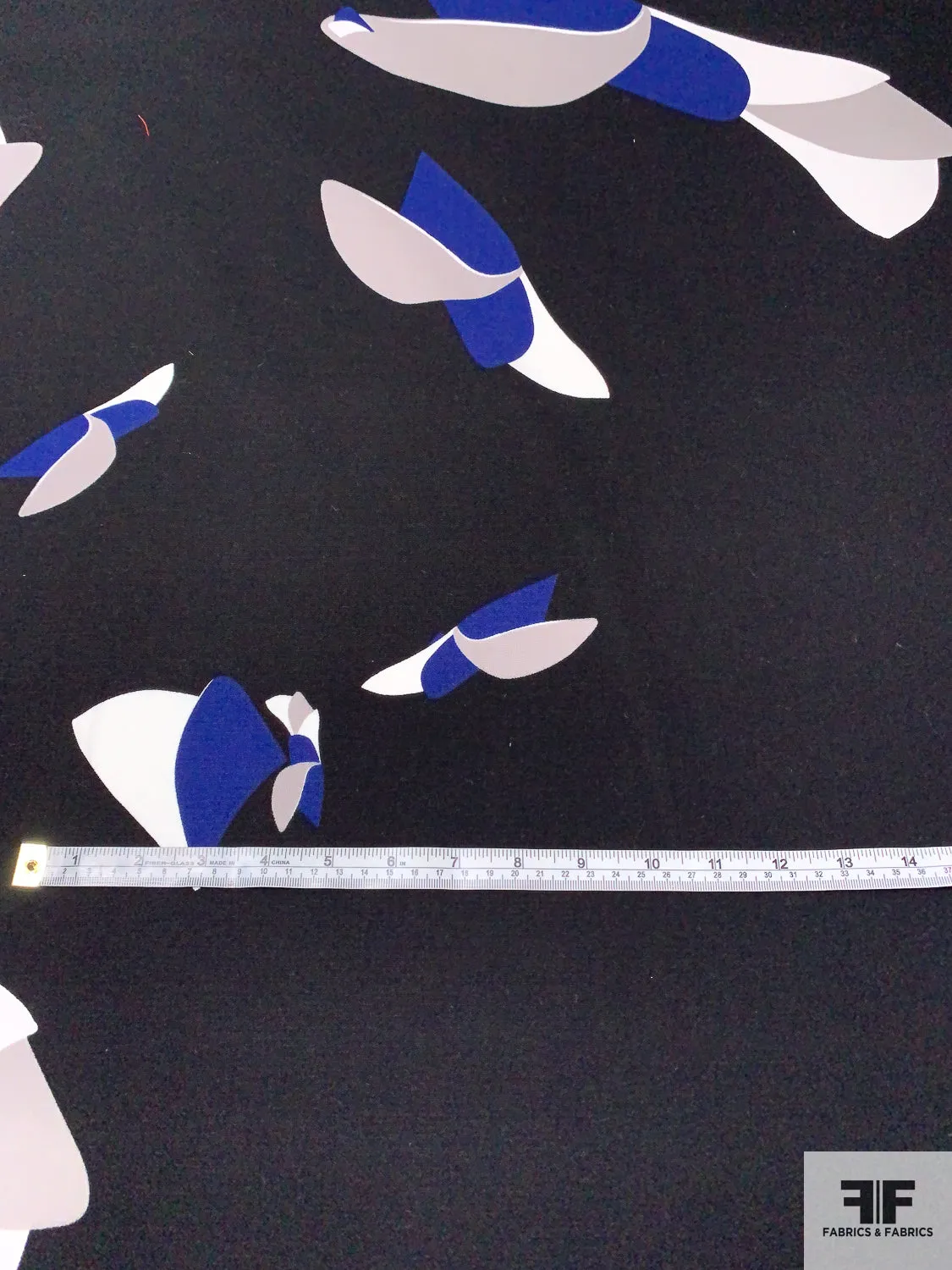 Abstract Printed Heavy Cotton-Rayon Crepe - Black / Navy / Grey / White