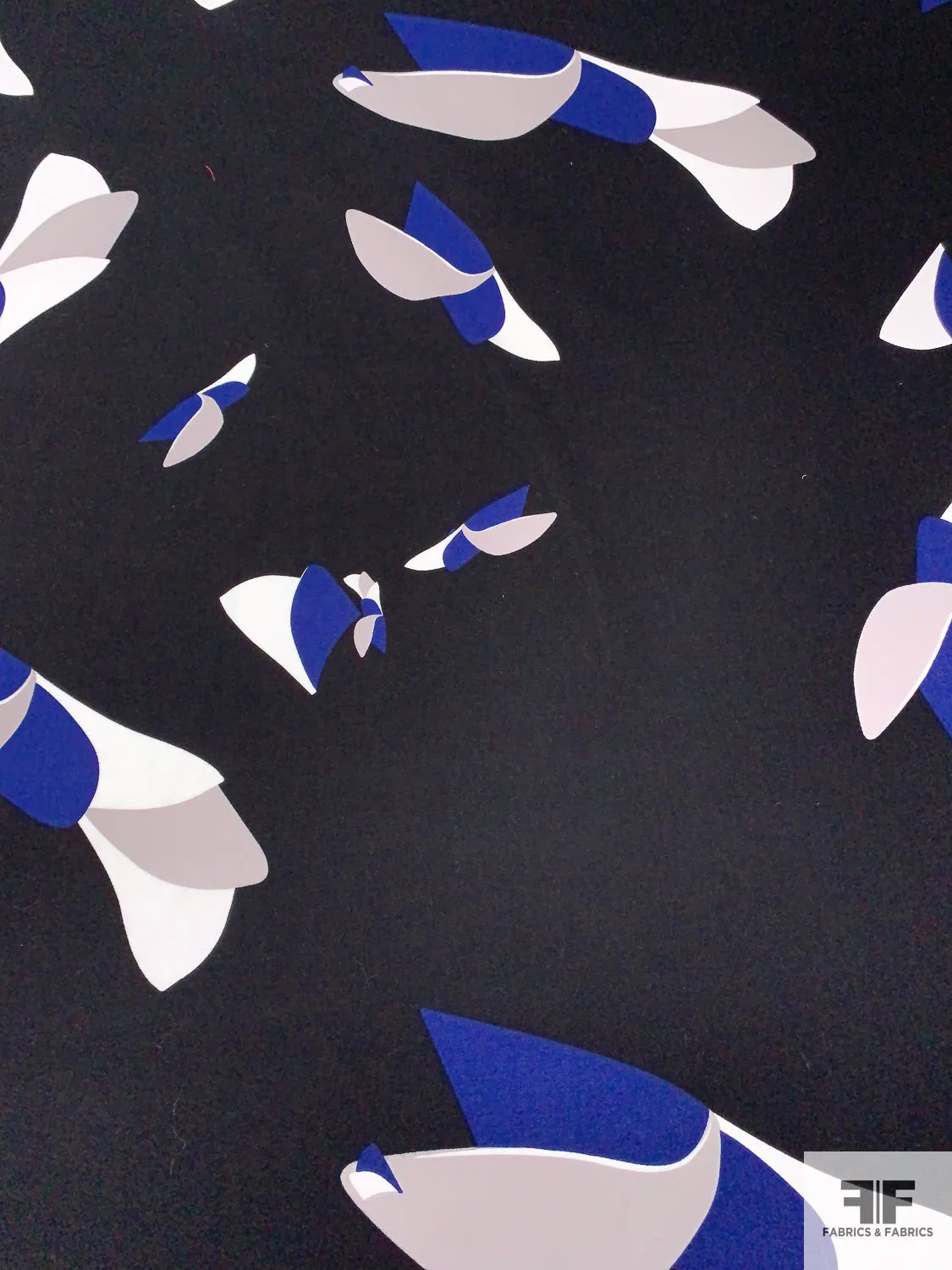 Abstract Printed Heavy Cotton-Rayon Crepe - Black / Navy / Grey / White