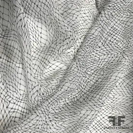 Abstract Printed Silk Chiffon - Black & White