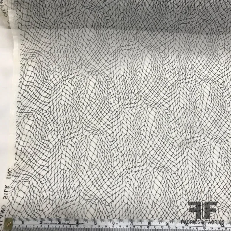 Abstract Printed Silk Chiffon - Black & White
