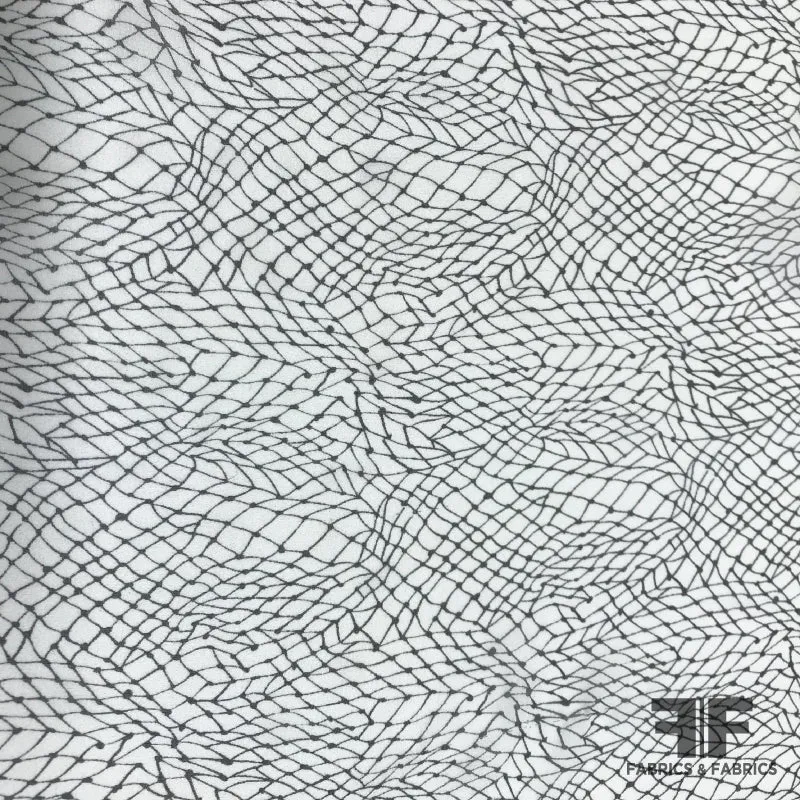 Abstract Printed Silk Chiffon - Black & White