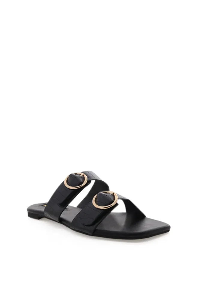Alaia Crocodile Slide Sandal in White Clay