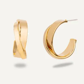Alesha Contemporary Crossed Hoop Earrings In Gold-Tone