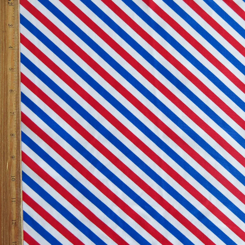Americana Diagonal Stripes Nylon Spandex Swimsuit Fabric