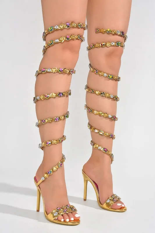 Ankle to Calf Spiral Gem Heel