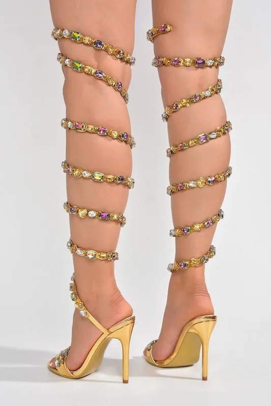 Ankle to Calf Spiral Gem Heel