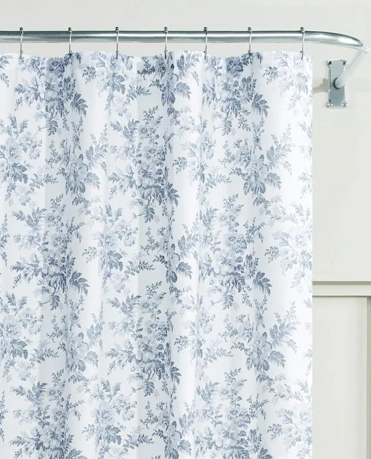 Annalise Floral Shadow Grey Shower Curtain