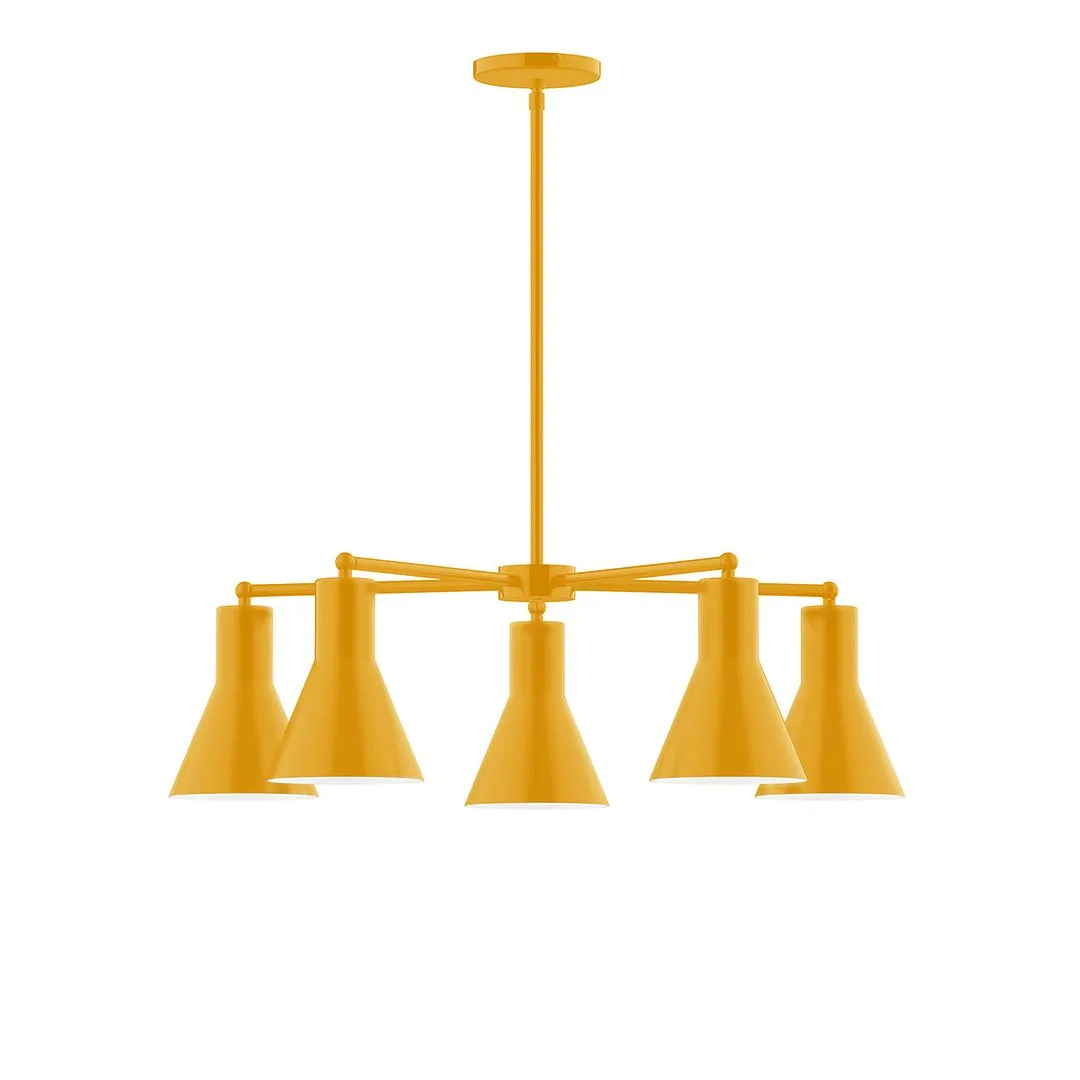 Axis Flare 5-Light LED Chandelier in Bright Yellow
