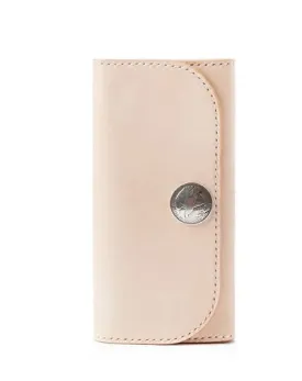 Beige Handmade Leather Mens Long Wallet Bifold Clutch Wallets Long CellPhone Wallet For Men