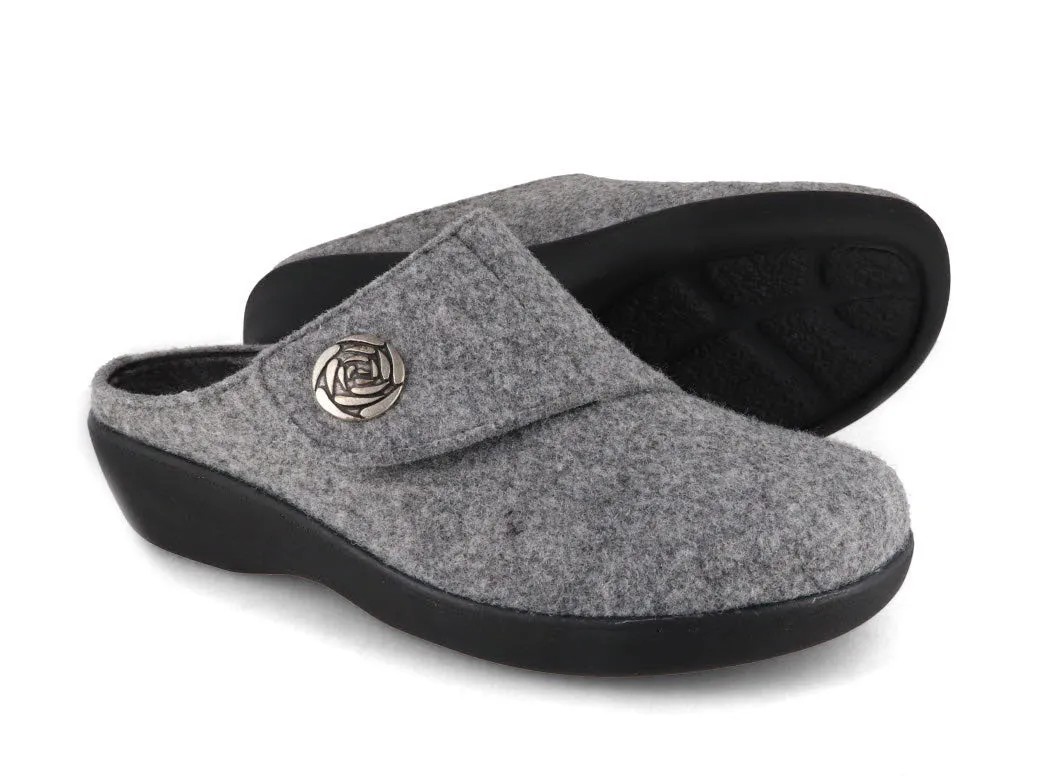 Berkemann BERKOFLEX Women Velcro Clogs 'Teresa', light gray