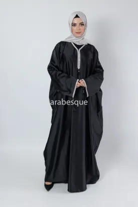 Black Closed batwing Abaya with diamante detailing