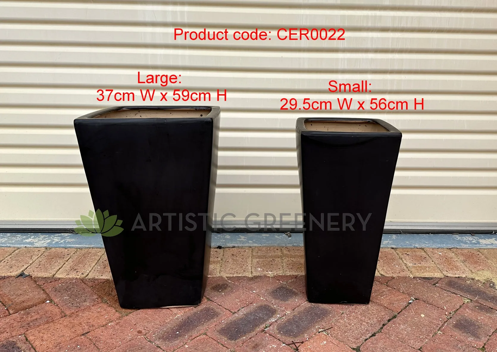 Black Square Tapered Planter Matt Finish - Square (Ceramic) CER0022