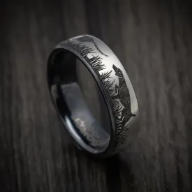 Black Titanium Pointer Dog and Pheasant Scenic Design Ring