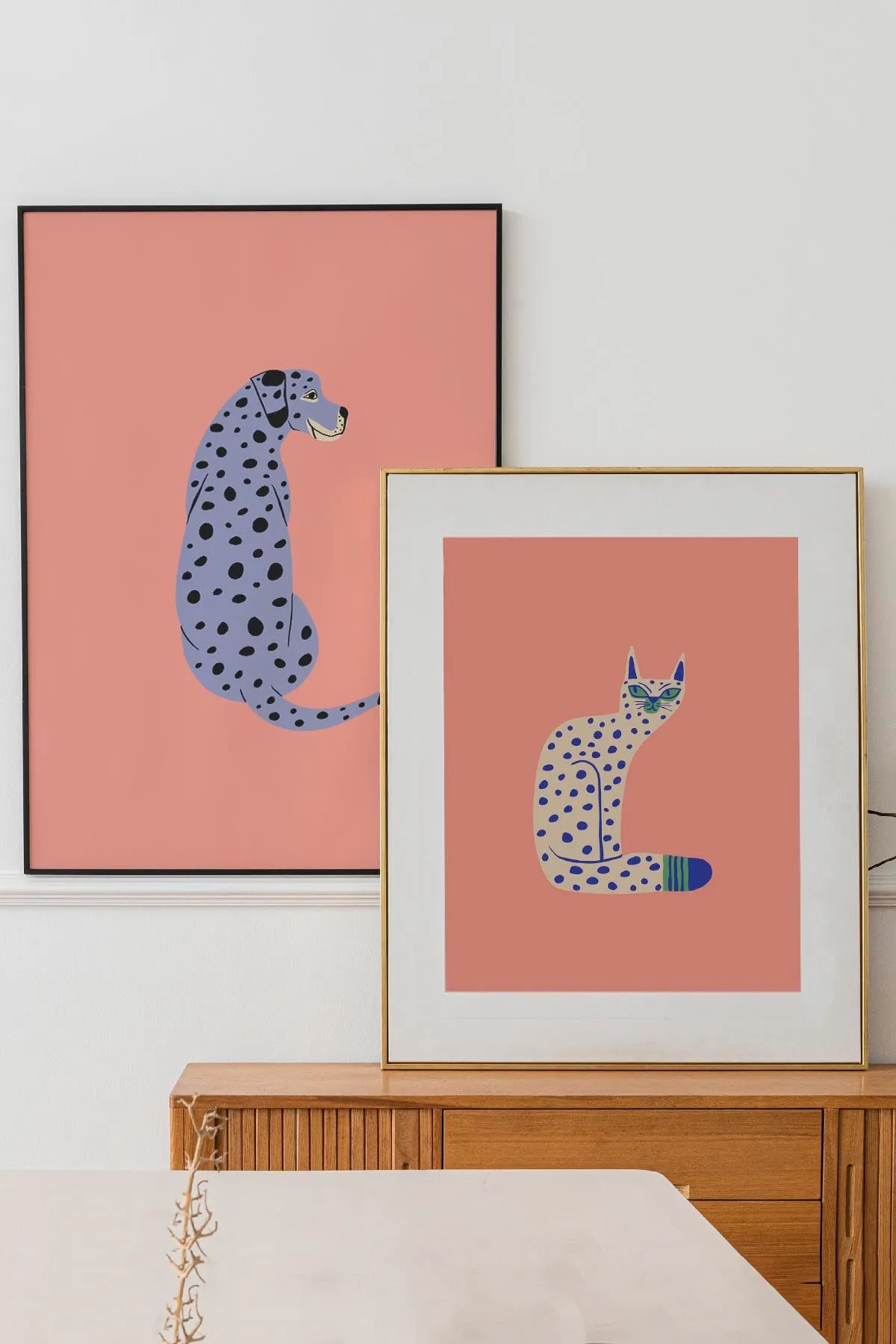 Bold Graphic Cat Giclée Art Print Poster (Peach)