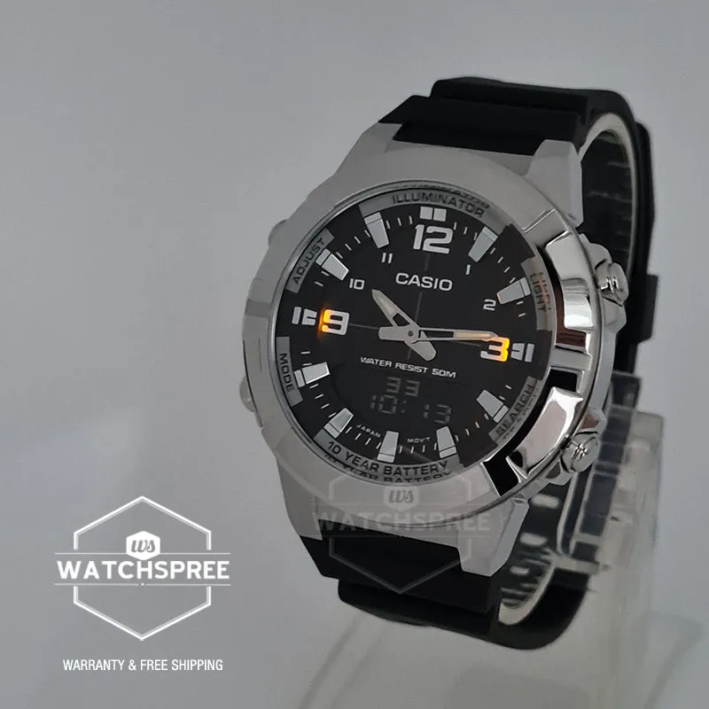 Casio Analog-Digital Black Resin Band Watch AMW870-1A AMW-870-1A