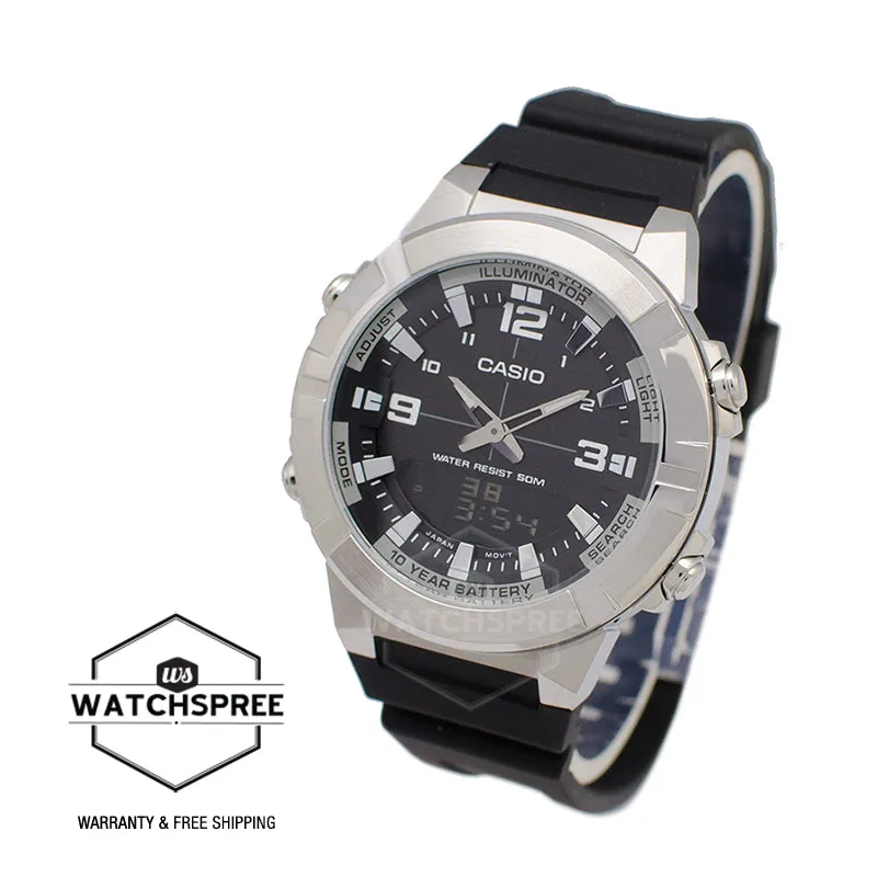 Casio Analog-Digital Black Resin Band Watch AMW870-1A AMW-870-1A