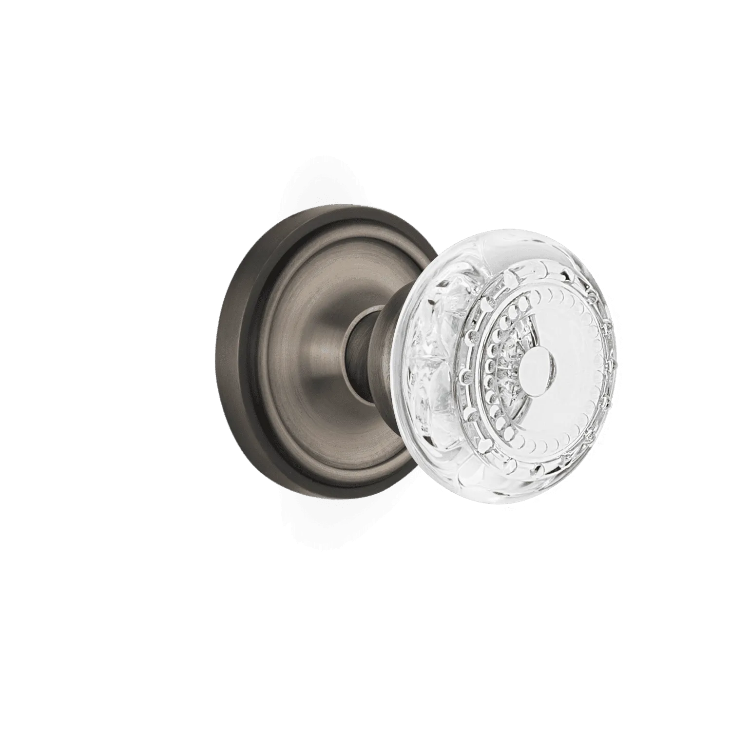 Classic Rosette with Crystal Meadows Knob in Antique Pewter