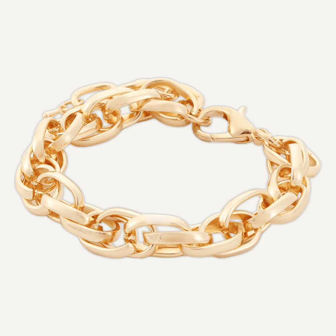 Contemporary Lobster Clasp Chain-Link Bracelet In Gold-Tone