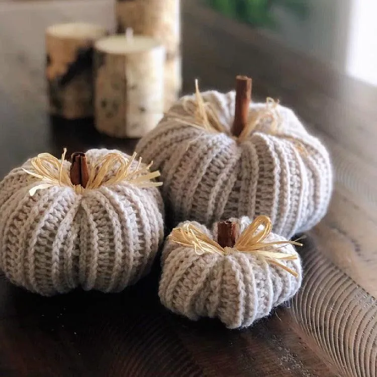 Crochet Halloween Ornament Big Pumpkin Arrangement