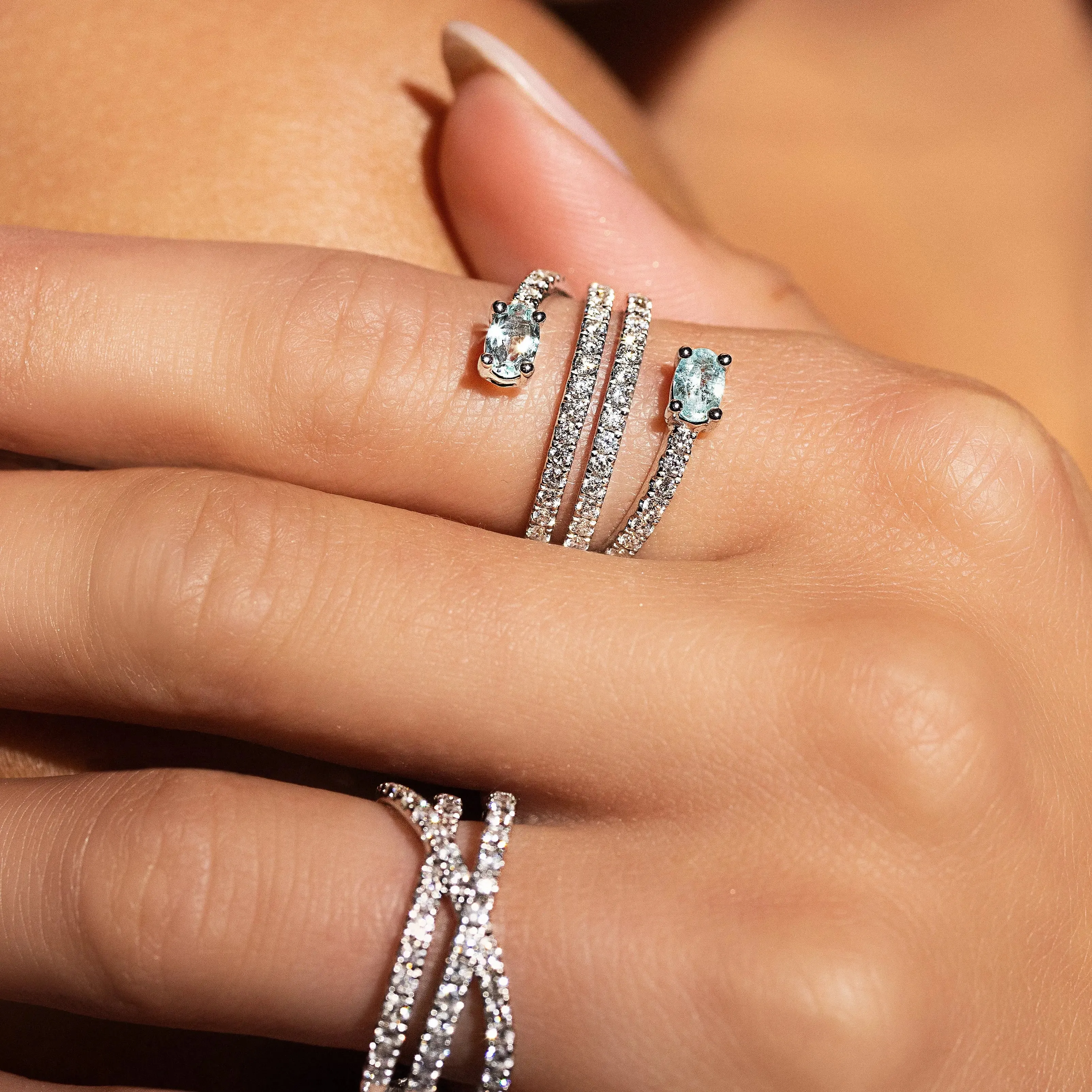 Crossing Rows Diamond Ring
