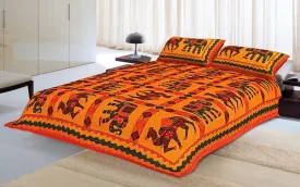 Designer Mart Kantha Work Embroidered Double Bed sheet with two pillow covers