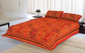 Designer Mart Kantha Work Embroidered Double Bed sheet with two pillow covers
