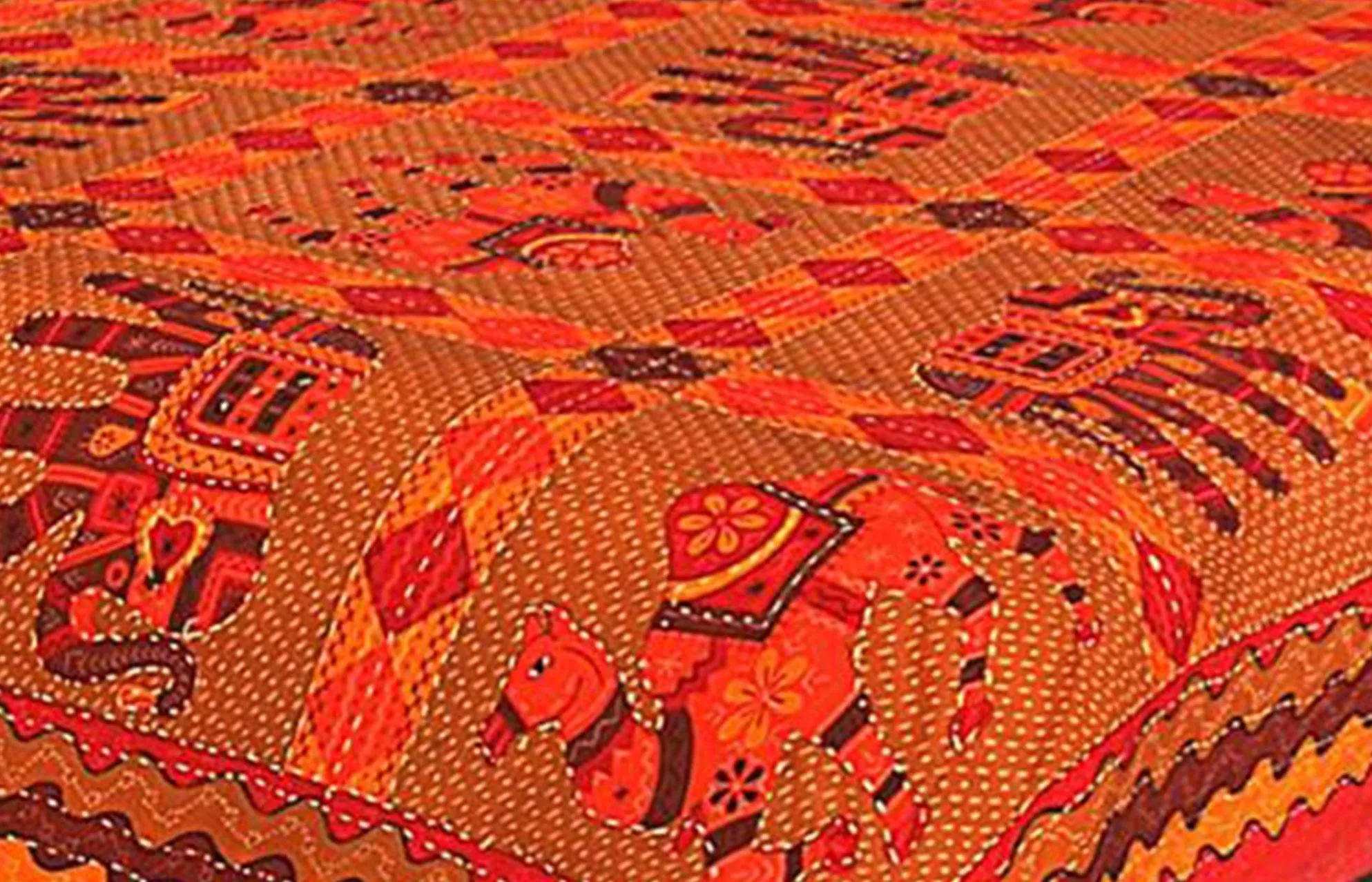 Designer Mart Kantha Work Embroidered Double Bed sheet with two pillow covers