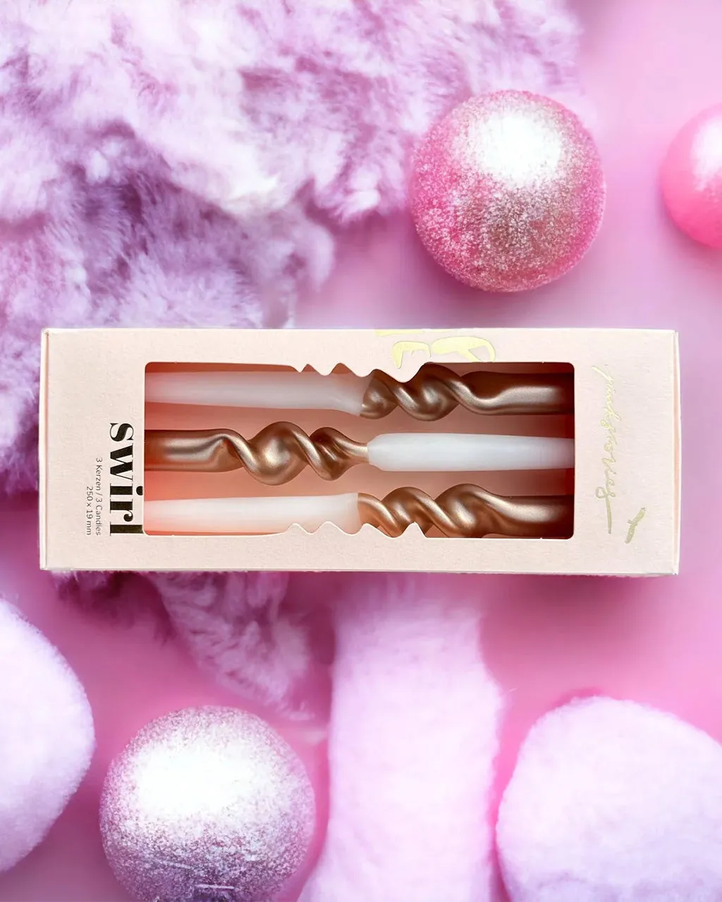 Dip Dye Swirl Candles - Ballet Slippers