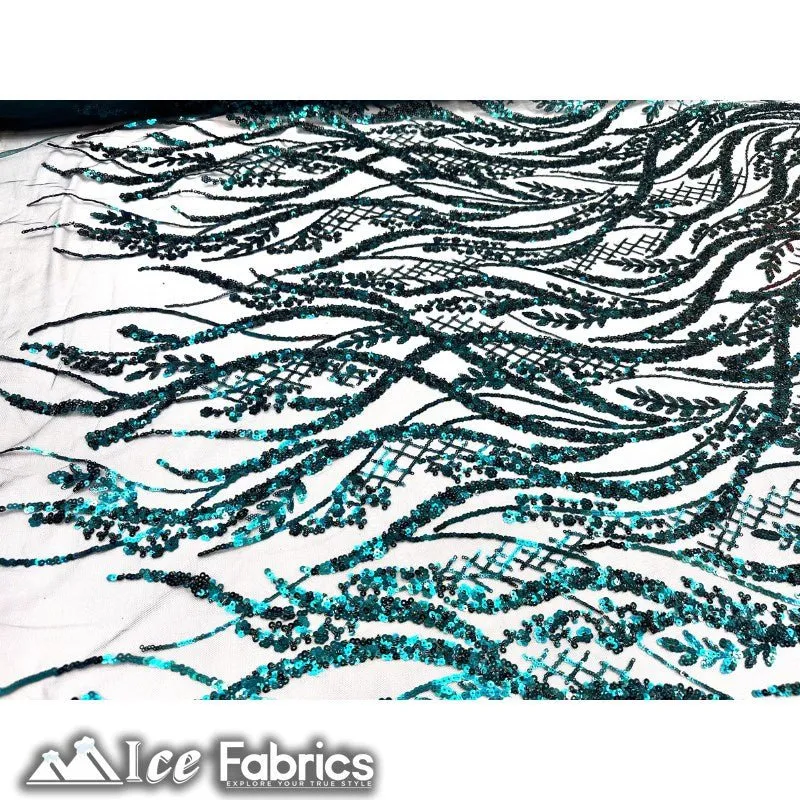 Embroidered Beaded Sequin Fabric Shiny