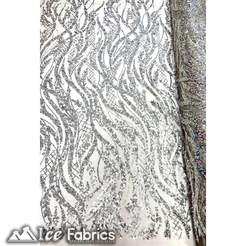 Embroidered Beaded Sequin Fabric Shiny