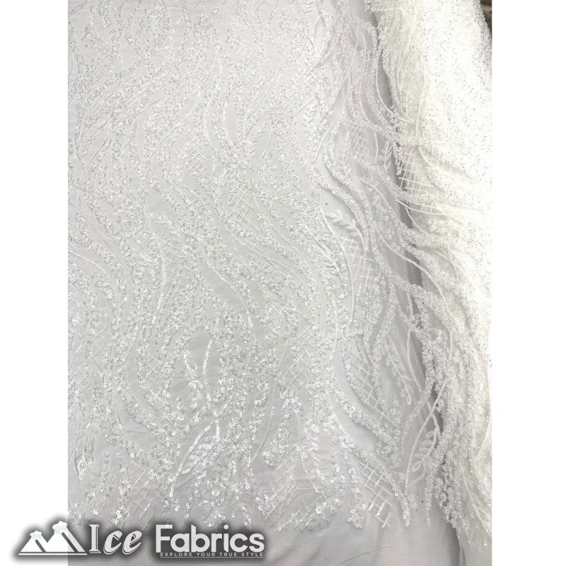 Embroidered Beaded Sequin Fabric Shiny