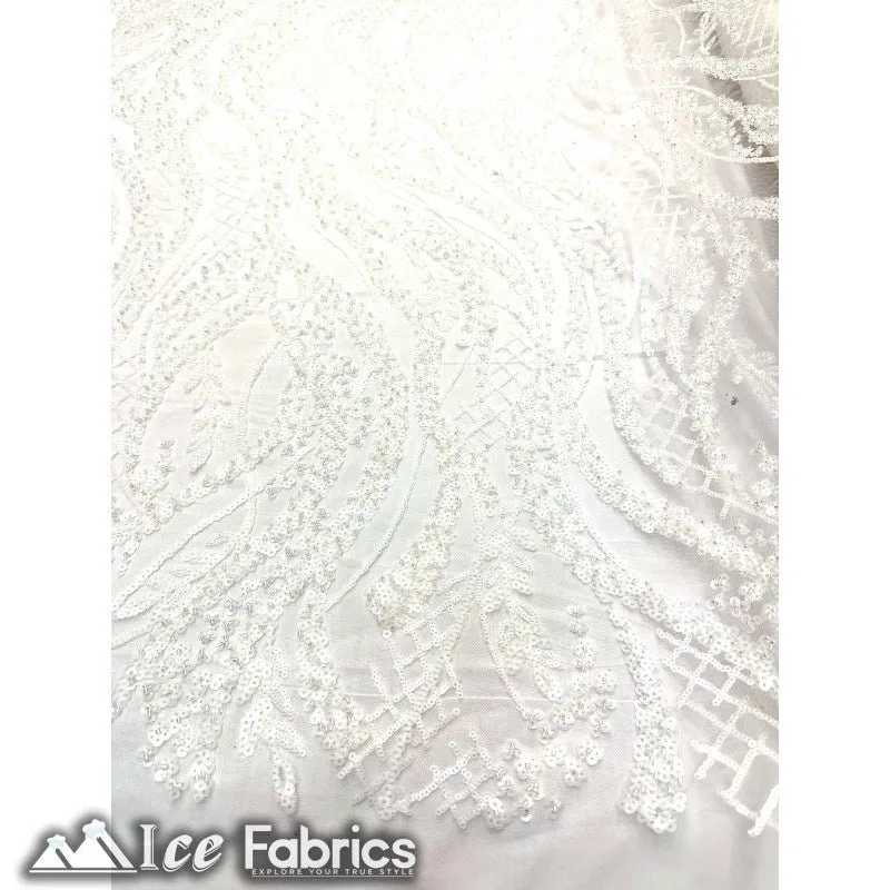 Embroidered Beaded Sequin Fabric Shiny