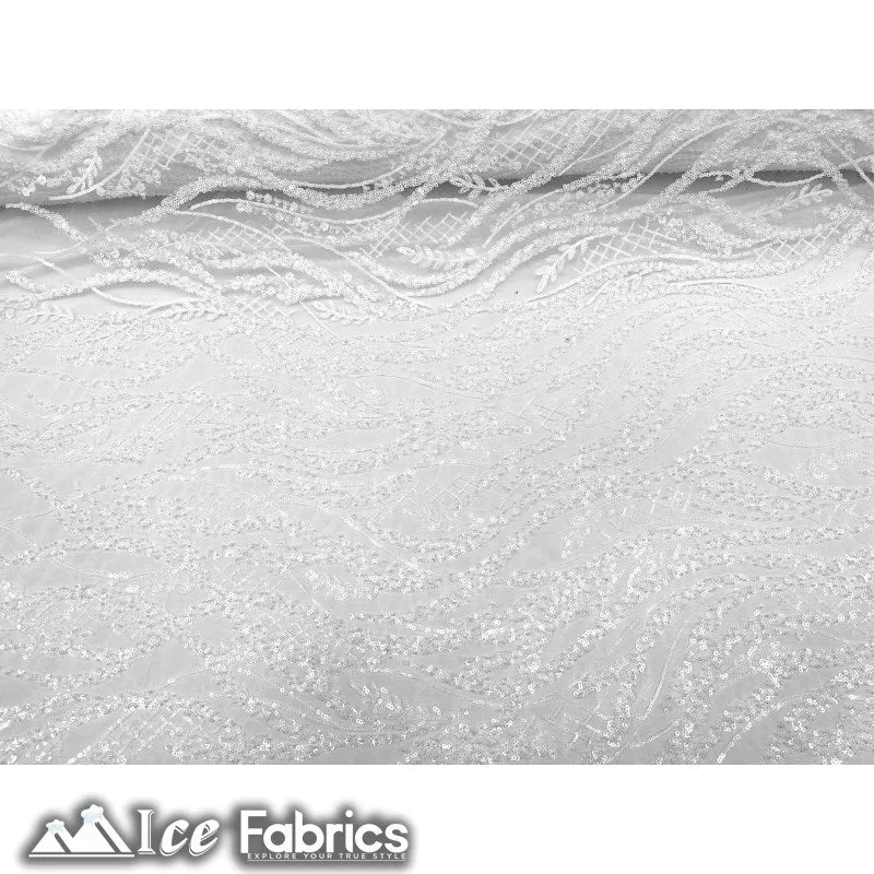 Embroidered Beaded Sequin Fabric Shiny
