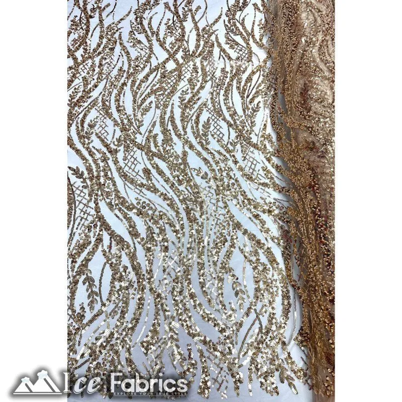 Embroidered Beaded Sequin Fabric Shiny